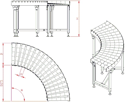 Przenośnik rolkowy łukowy - <br /> <span class=